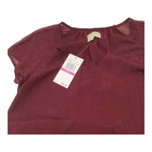 Michael Kors Women’s XXS Ruby Red Sheer Flutter Sleeve Lined Top Blouse NWT - Picture 12 of 15